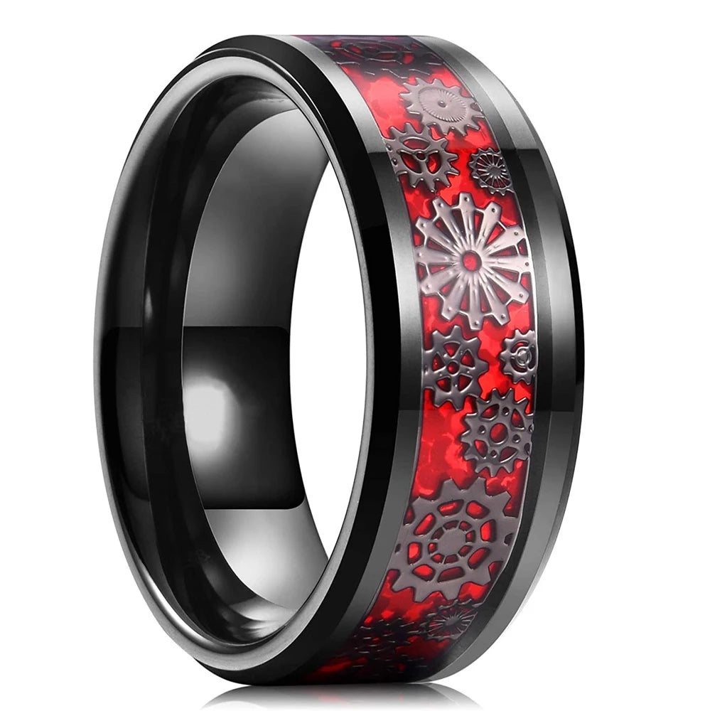 Men’s Tungsten Wedding Band - Stainless Steel, Carbon Fiber