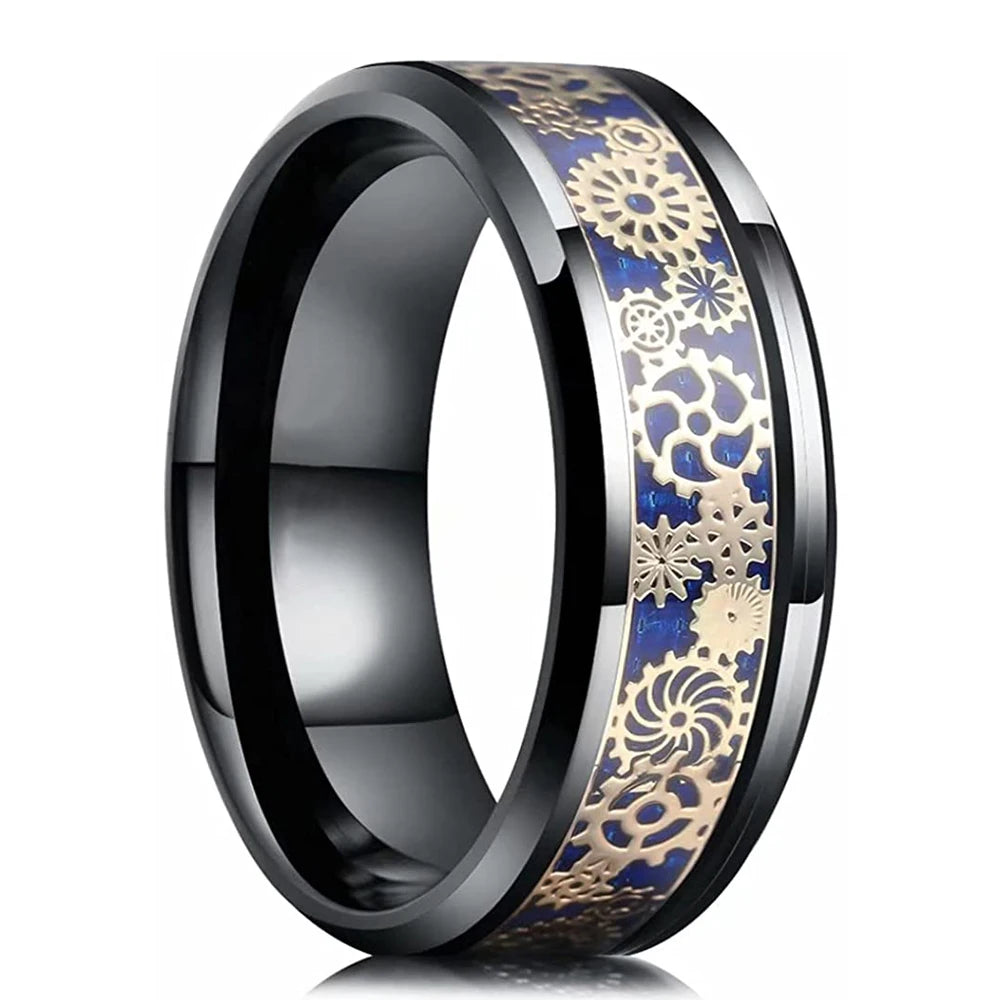 Men’s Tungsten Wedding Band - Stainless Steel, Carbon Fiber