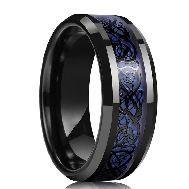 Men’s Tungsten Wedding Band - Stainless Steel, Carbon Fiber