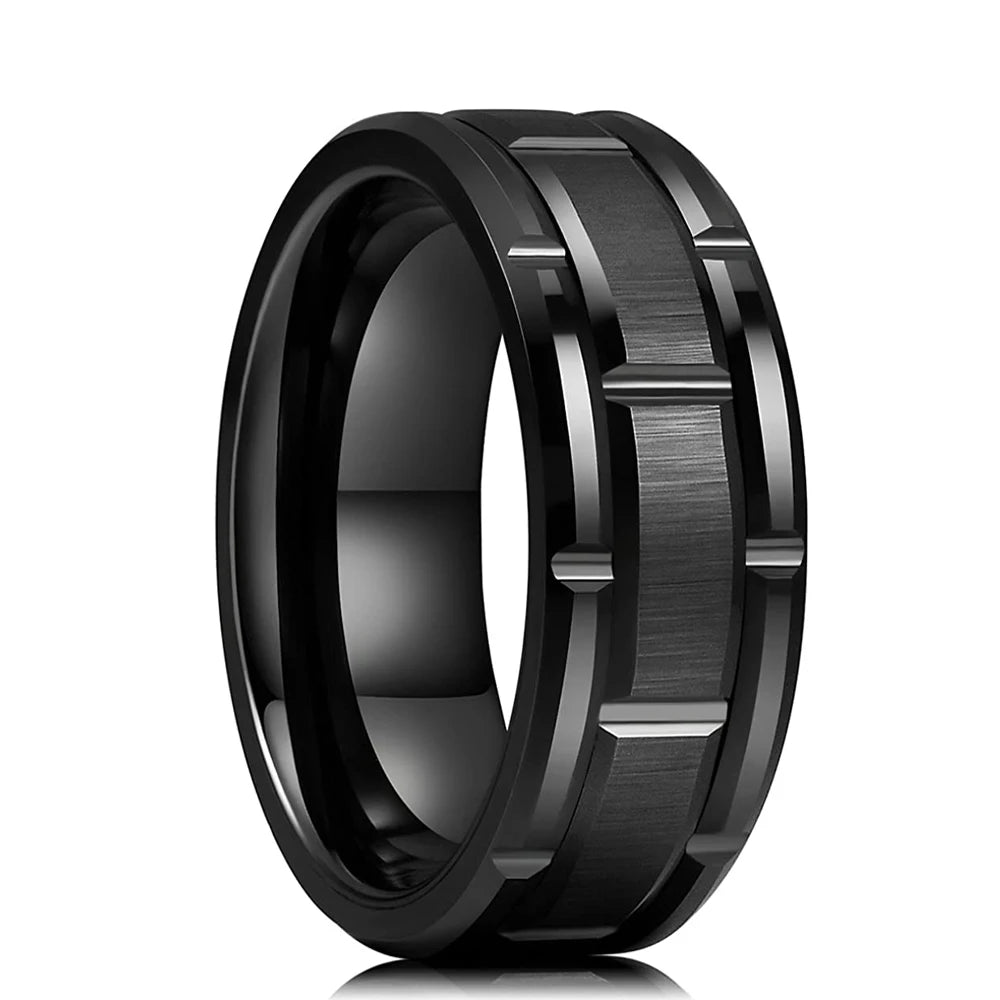 Men’s Tungsten Wedding Band - Stainless Steel, Carbon Fiber