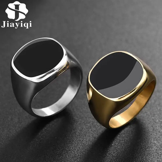 Men's Punk Rock 316L Stainless Steel Signet Ring - Trendy Jewelry