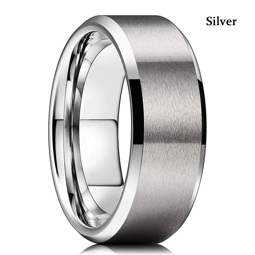 Men’s Tungsten Wedding Band - Stainless Steel, Carbon Fiber