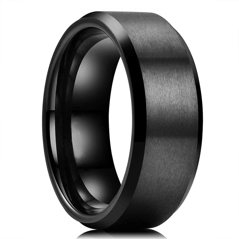 Men’s Tungsten Wedding Band - Stainless Steel, Carbon Fiber