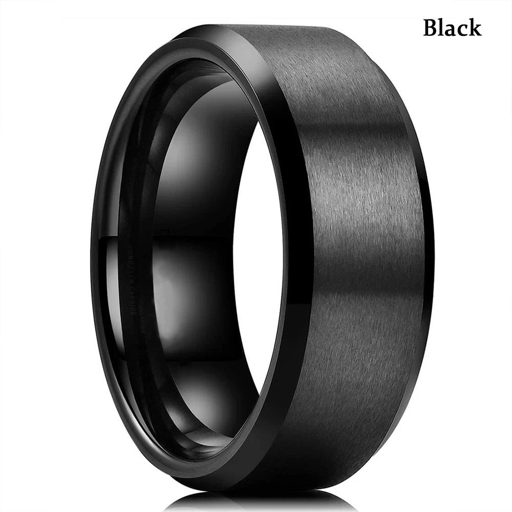 Men’s Tungsten Wedding Band - Stainless Steel, Carbon Fiber