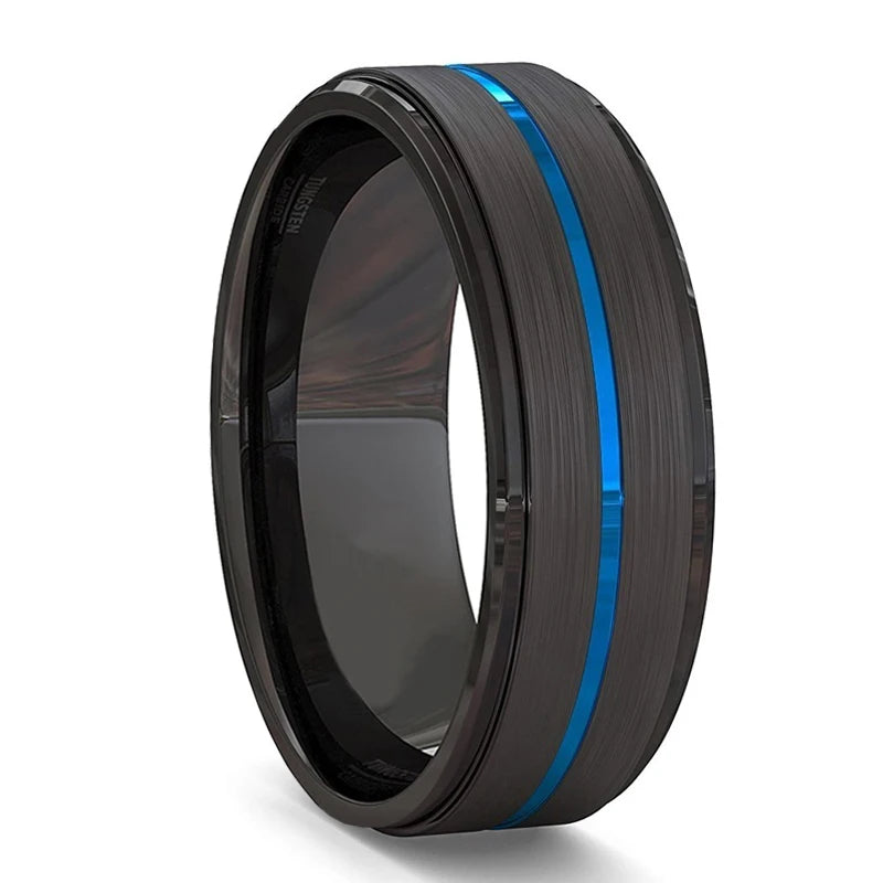 Men’s Tungsten Wedding Band - Stainless Steel, Carbon Fiber