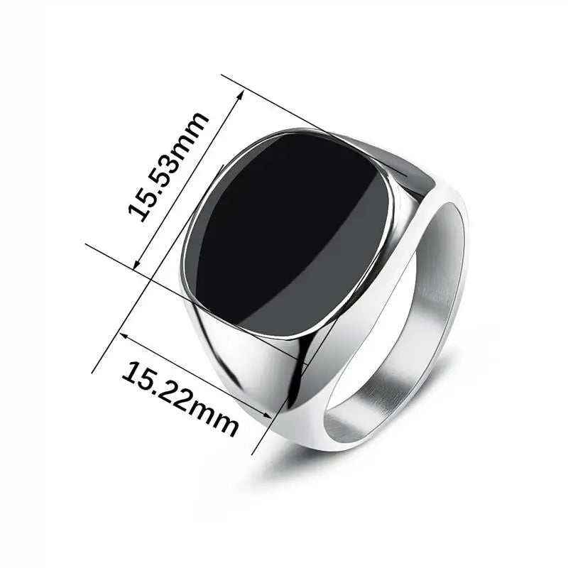 Men's Punk Rock 316L Stainless Steel Signet Ring - Trendy Jewelry