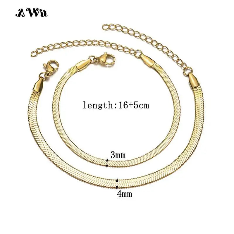 Gold & Silver Color Stainless Steel Chain Bracelet For Men