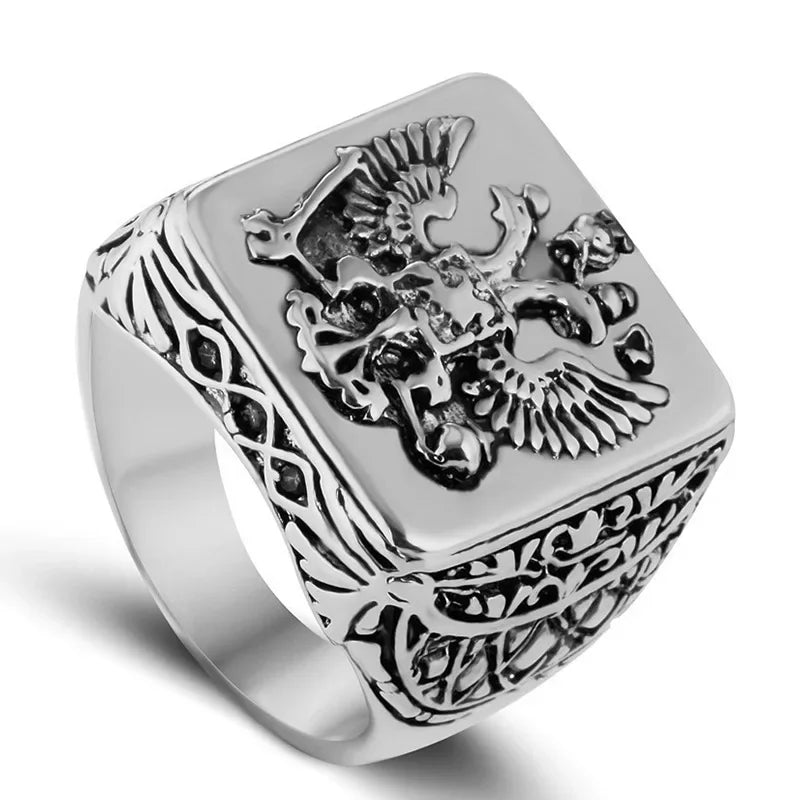 Men’s Domineering Eagle Ring - Punk Style, Zinc Alloy