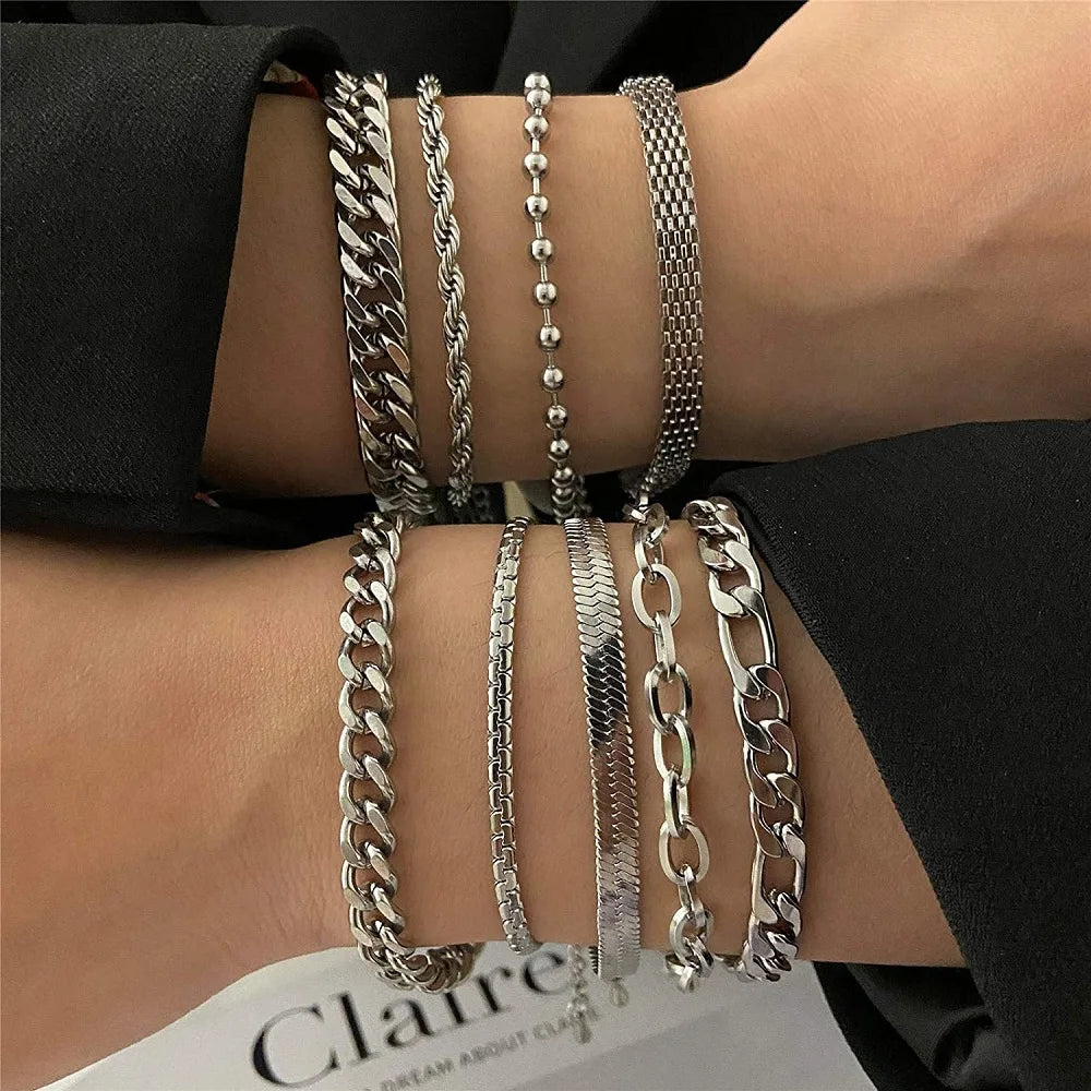 316L Stainless Steel Cuban Chain Bracelet For Men - Different Styles