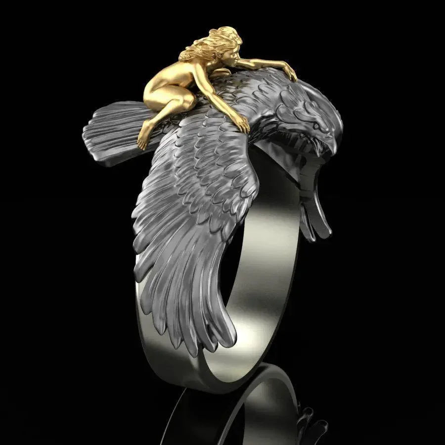 Men’s Domineering Eagle Ring - Punk Style, Zinc Alloy