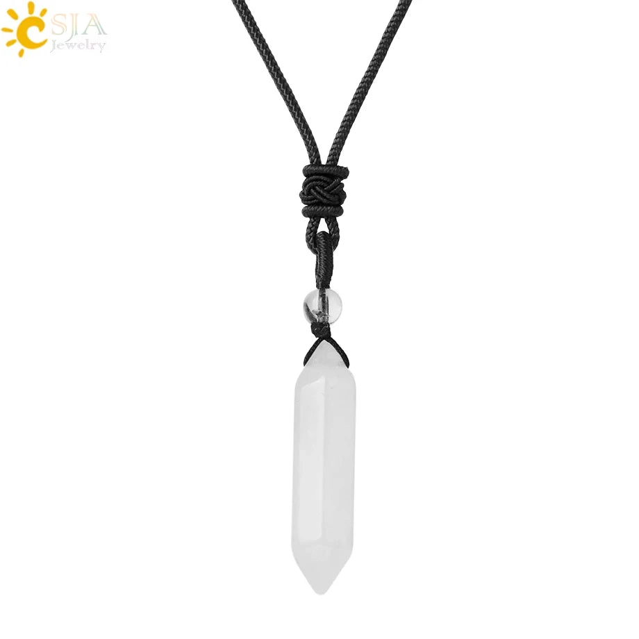 Natural Stone Wolf Tooth Pendant Necklace For Men