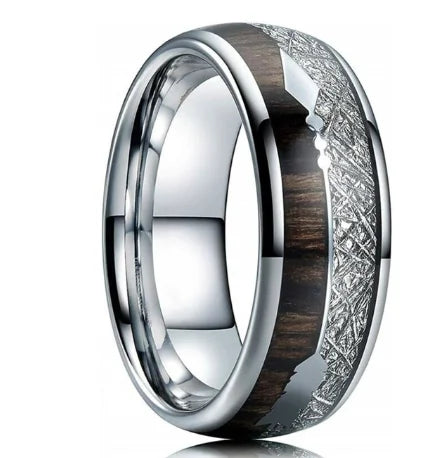 Blue Black Stainless Steel Rings for Men - Trendy Wedding Bands