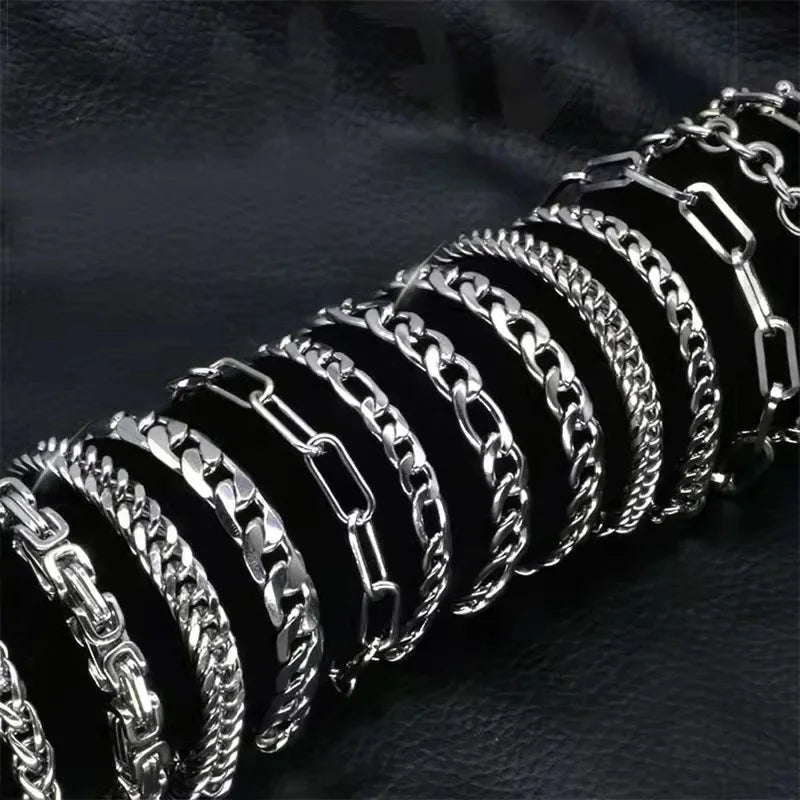 316L Stainless Steel Cuban Chain Bracelet For Men - Different Styles