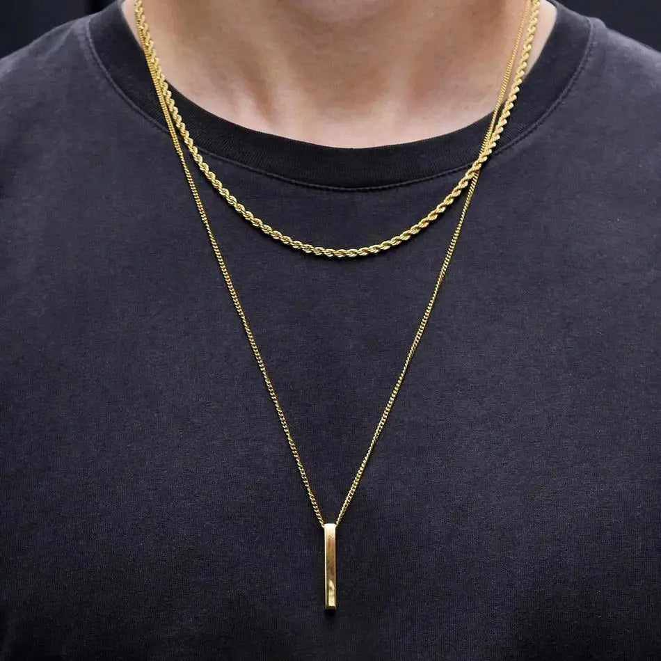 Men's 3D Vertical Bar Stainless Steel Layered Necklace