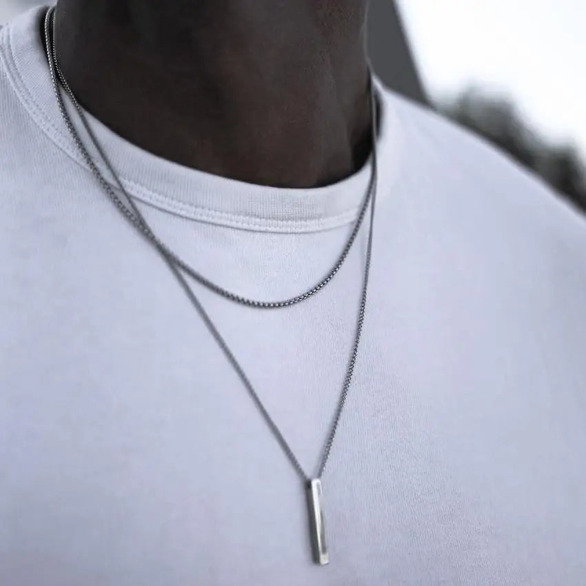 Men's 3D Vertical Bar Stainless Steel Layered Necklace