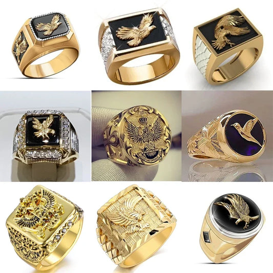 Men’s Domineering Eagle Ring - Punk Style, Zinc Alloy