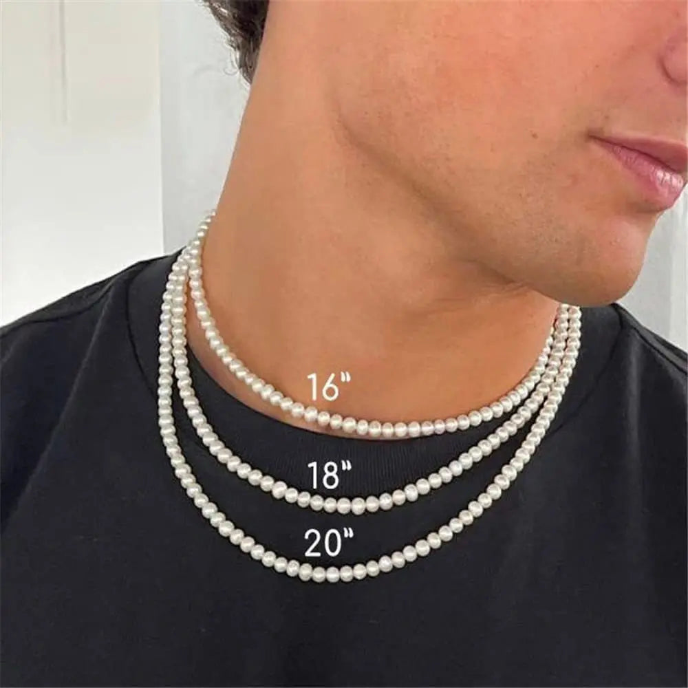 Men's Handmade Pearl Bead Necklace