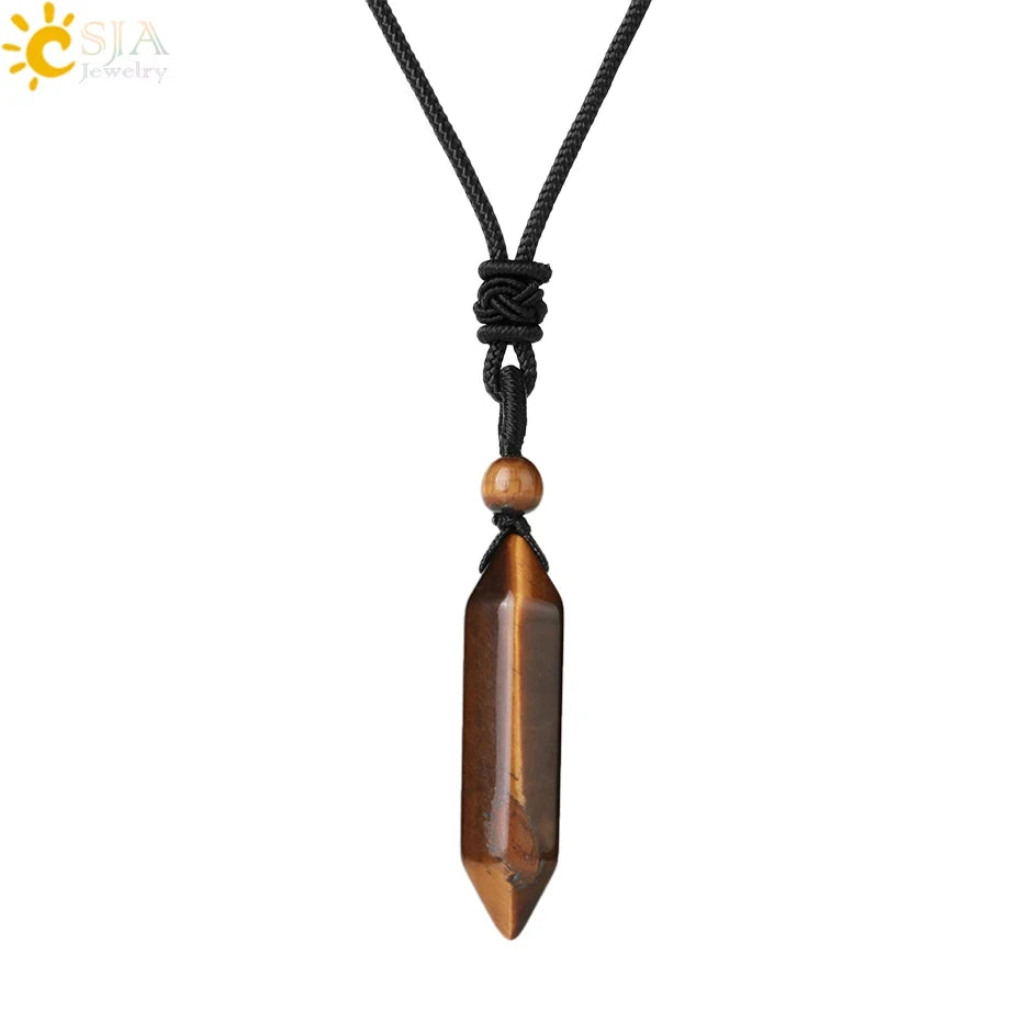 Natural Stone Wolf Tooth Pendant Necklace For Men