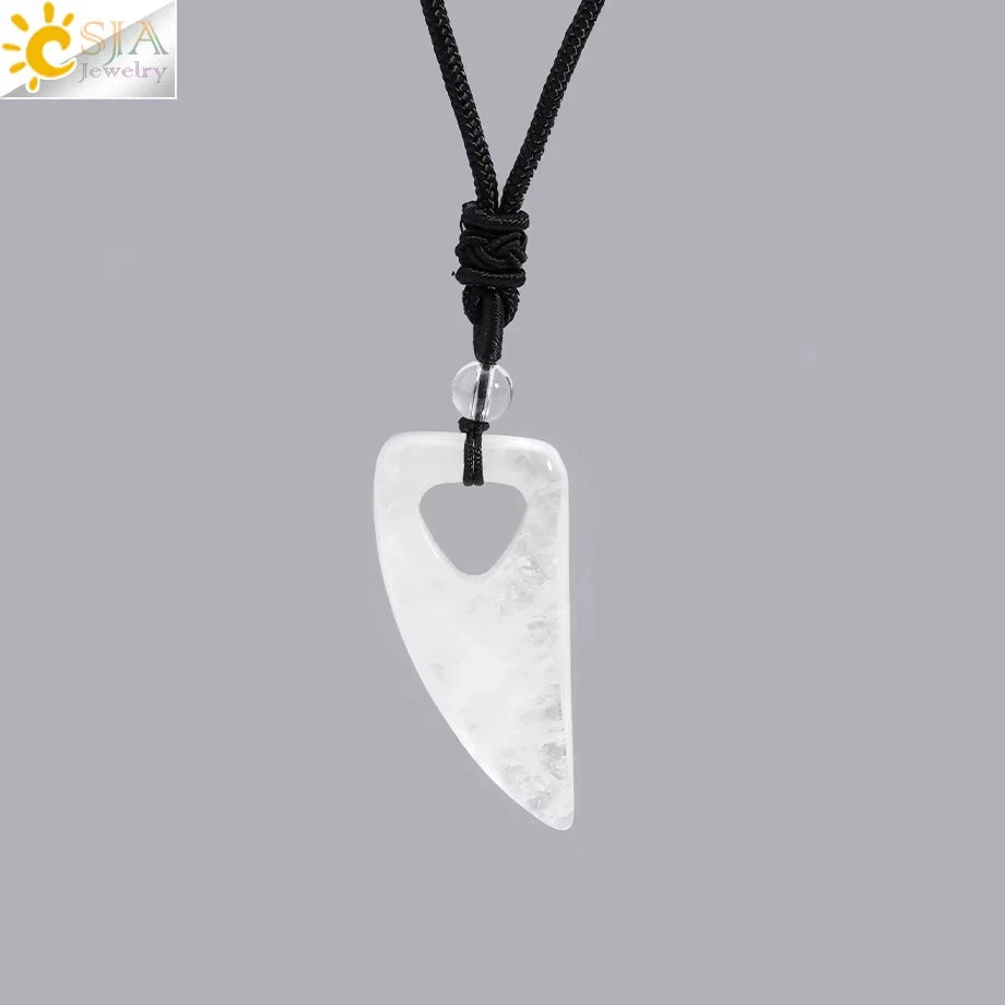 Natural Stone Wolf Tooth Pendant Necklace For Men