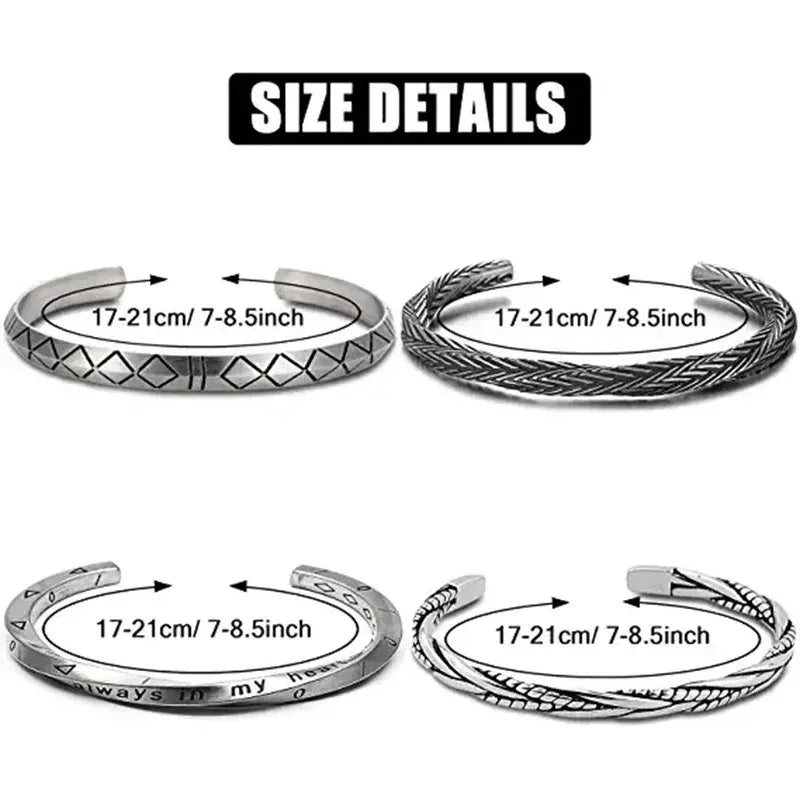 Men's Twisted Stainless Steel Cuff Bracelet - Elegant Silver Plated Fashion Jewelry